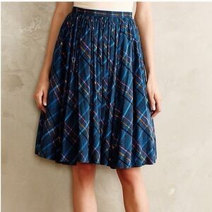 Anthropologie Blue Plaid Women's Circle Skirt size 8